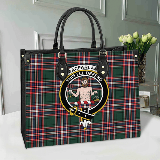 MacFarlane Hunting Modern Tartan Crest Leather Bag