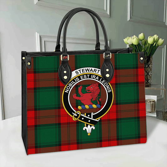 Stewart Atholl Modern Tartan Crest Leather Bag