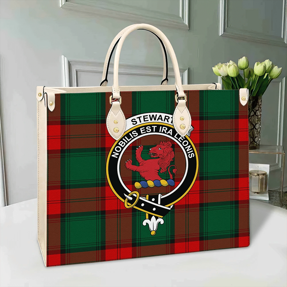 Stewart Atholl Modern Tartan Crest Leather Bag