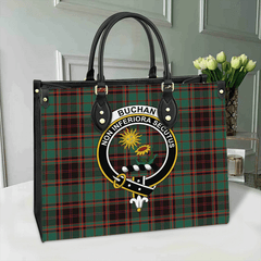 Buchan Ancient Tartan Crest Leather Bag