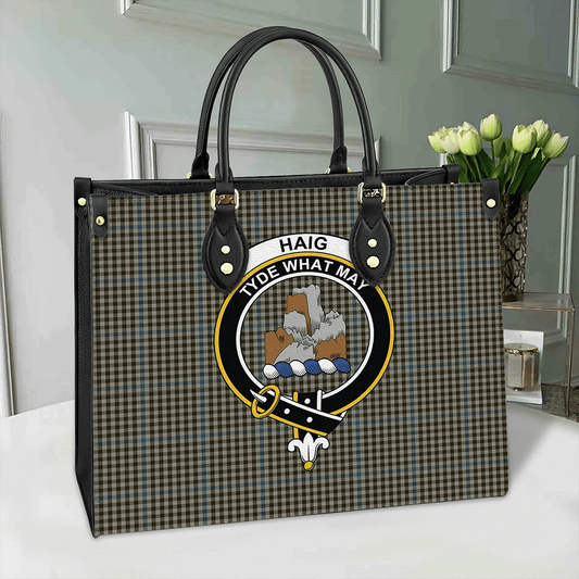 Haig Check Tartan Crest Leather Bag