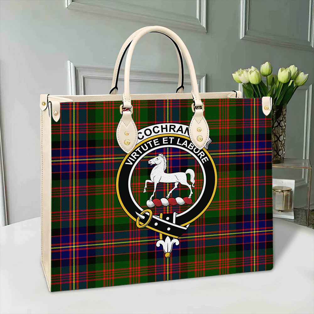 Cochrane Modern Tartan Crest Leather Bag