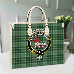 MacDonald Lord of the Isles Hunting Tartan Crest Leather Bag