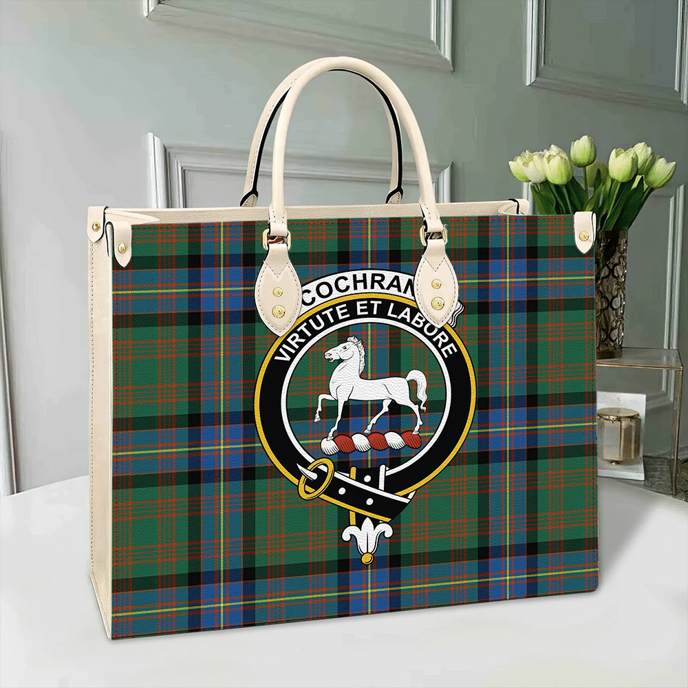 Cochrane Ancient Tartan Crest Leather Bag