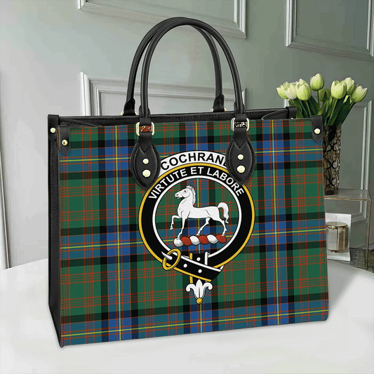 Cochrane Ancient Tartan Crest Leather Bag