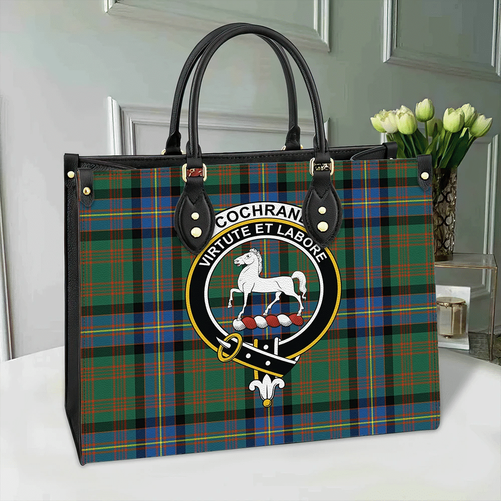 Cochrane Ancient Tartan Crest Leather Bag