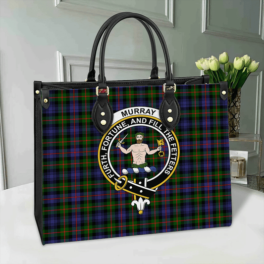 Murray of Atholl Modern Tartan Crest Leather Bag