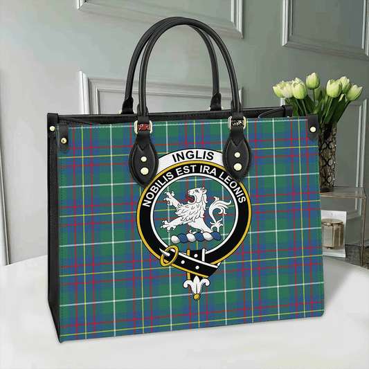 Inglis Ancient Tartan Crest Leather Bag