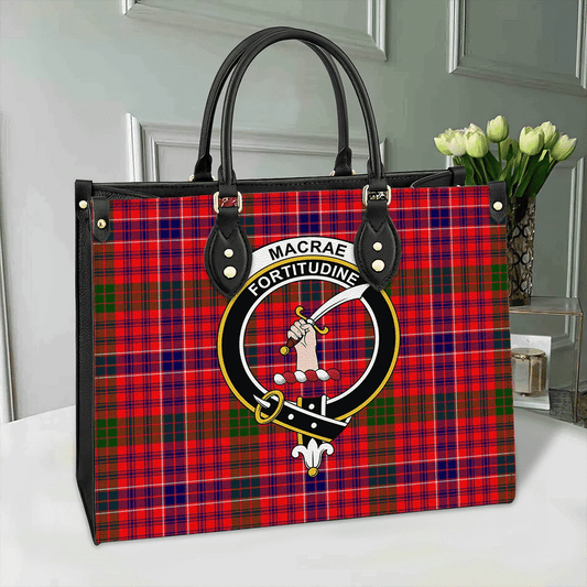 MacRae Modern Tartan Crest Leather Bag