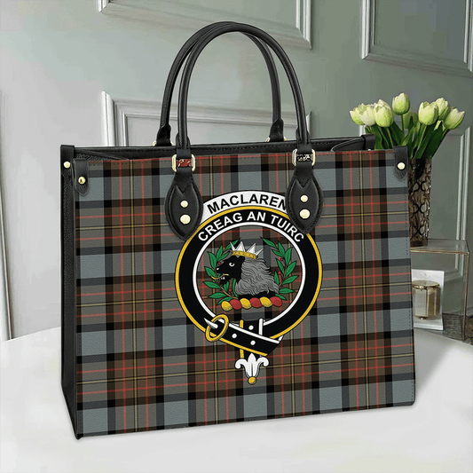 MacLaren Weathered Tartan Crest Leather Bag