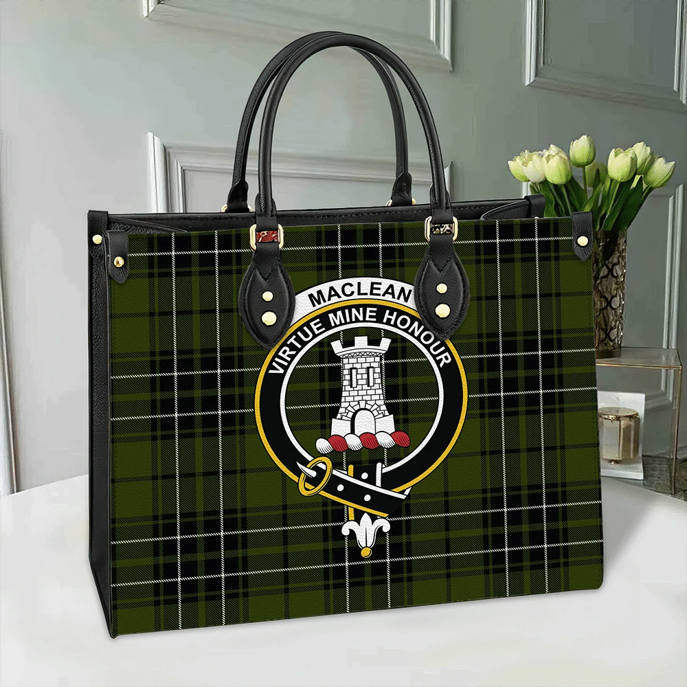 MacLean Hunting Ancient Tartan Crest Leather Bag