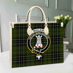 MacLean Hunting Ancient Tartan Crest Leather Bag