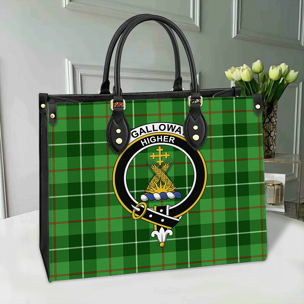Galloway District Tartan Crest Leather Bag