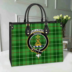 Galloway District Tartan Crest Leather Bag
