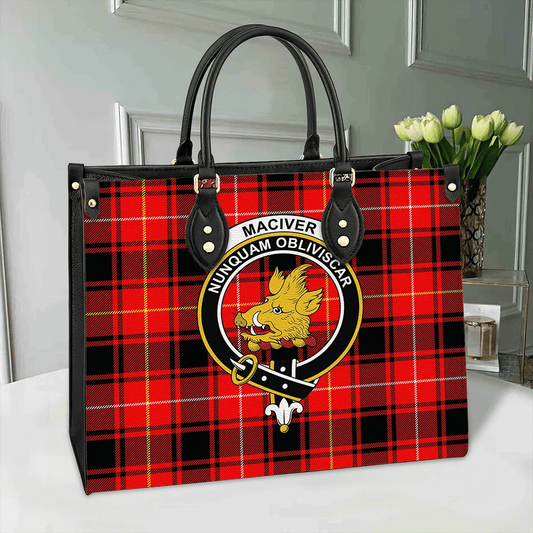 MacIver Modern Tartan Crest Leather Bag