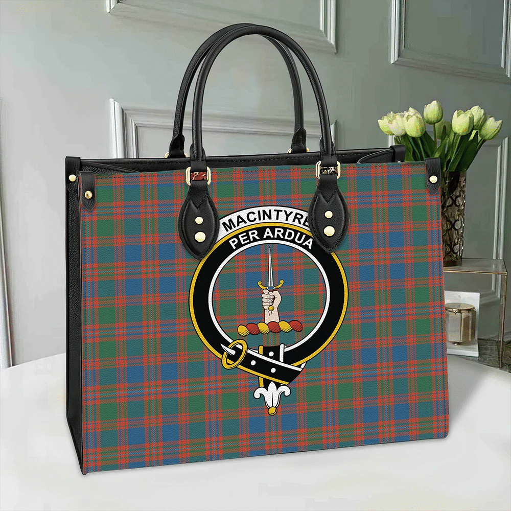 MacIntyre Ancient Tartan Crest Leather Bag