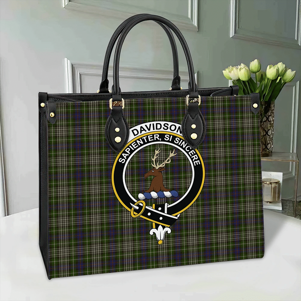 Davidson Tulloch Dress Tartan Crest Leather Bag