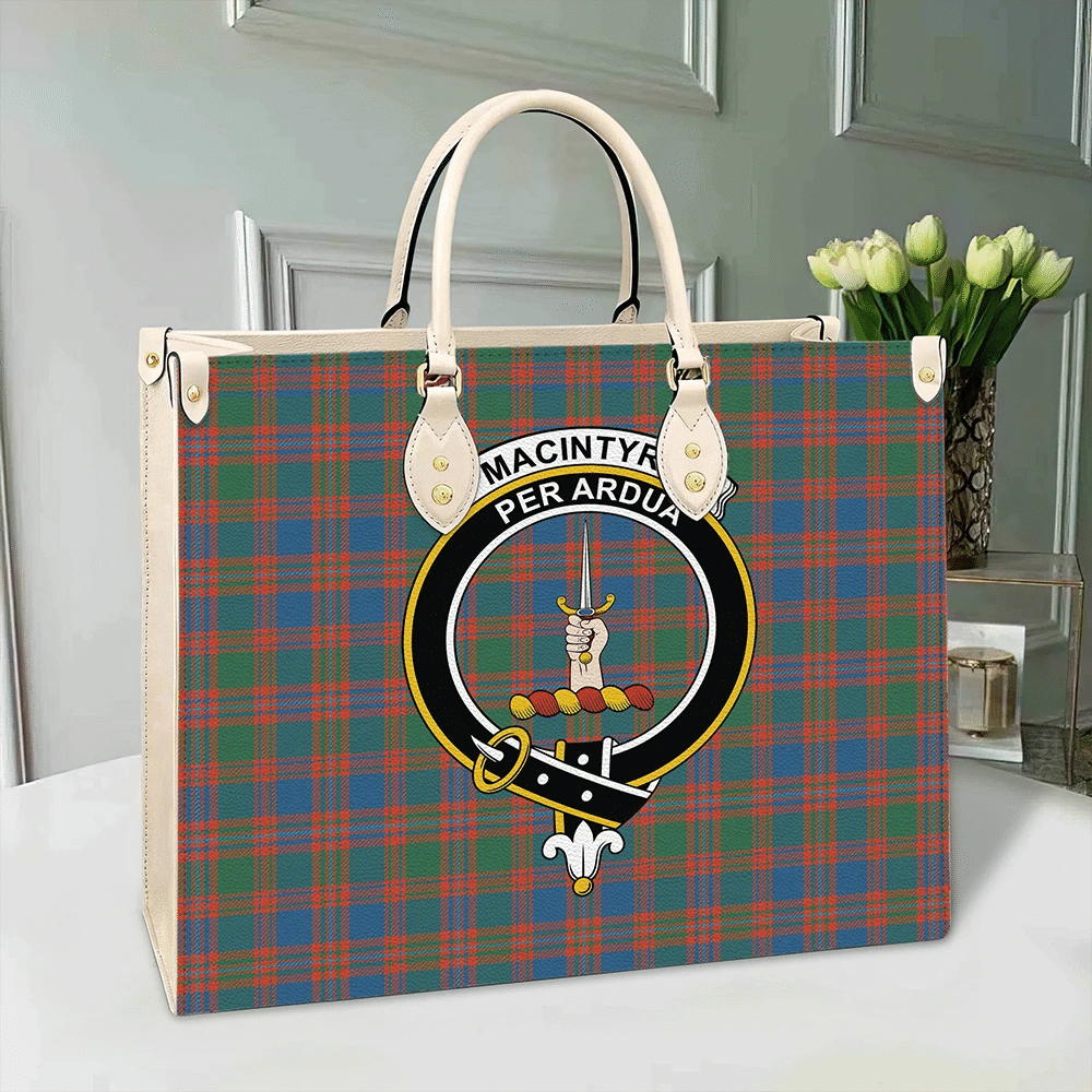 MacIntyre Ancient Tartan Crest Leather Bag