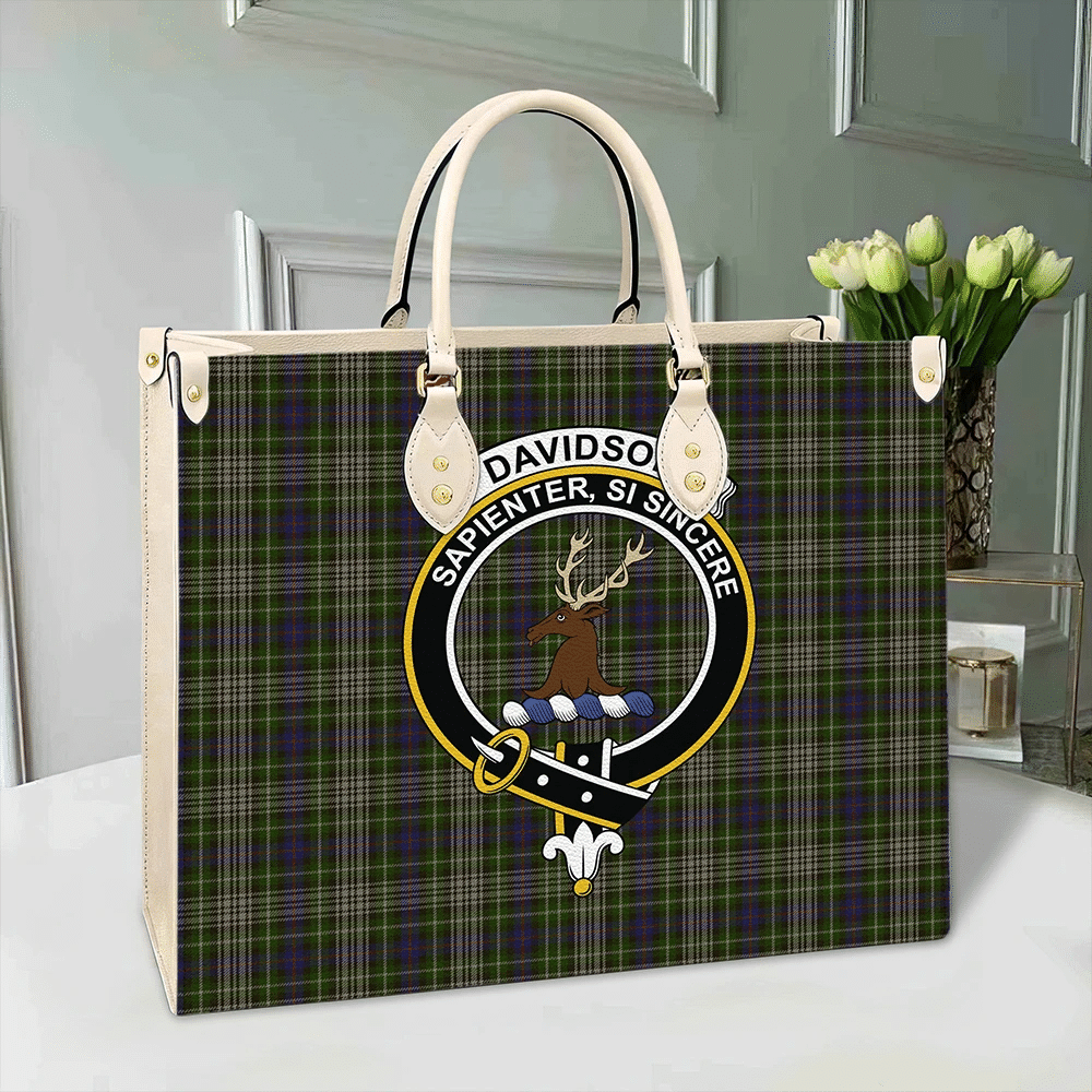 Davidson Tulloch Dress Tartan Crest Leather Bag