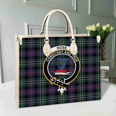 Rose Hunting Modern Tartan Crest Leather Bag