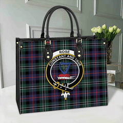 Rose Hunting Modern Tartan Crest Leather Bag