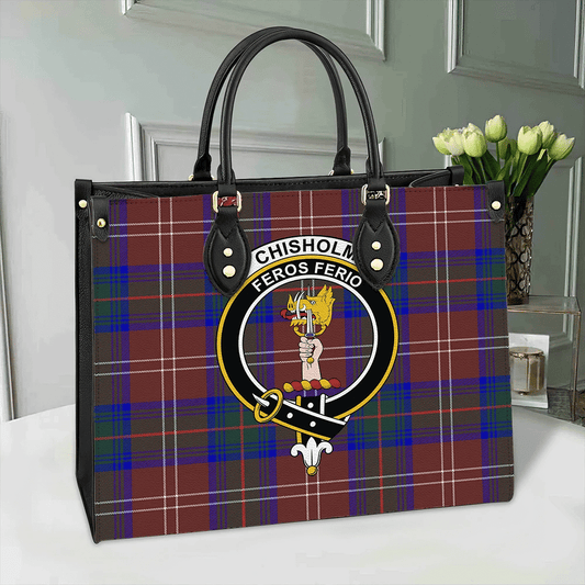 Chisholm Hunting Modern Tartan Crest Leather Bag