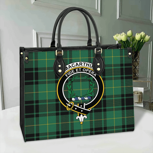 MacArthur Ancient Tartan Crest Leather Bag