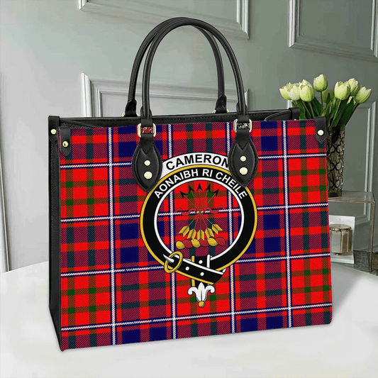 Cameron of Lochiel Modern Tartan Crest Leather Bag