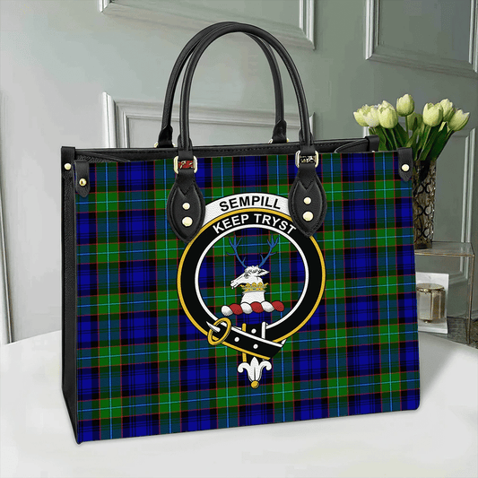 Sempill Modern Tartan Crest Leather Bag