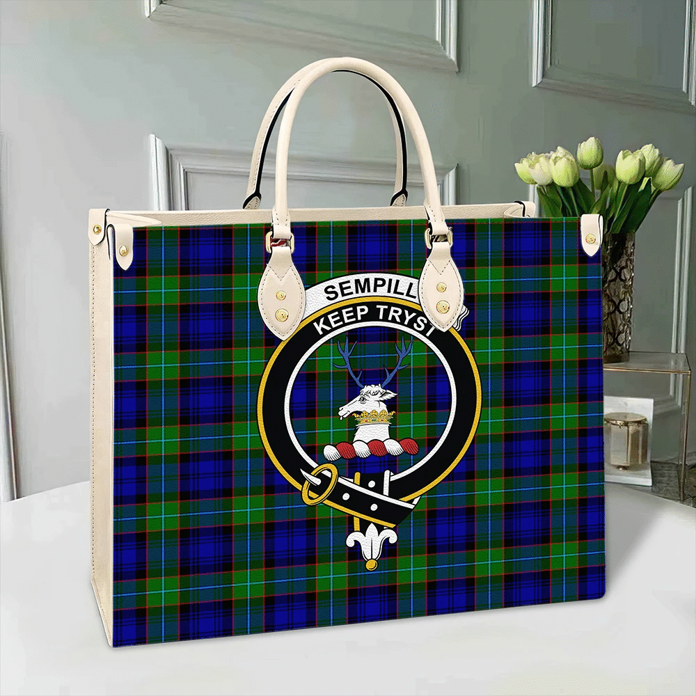 Sempill Modern Tartan Crest Leather Bag