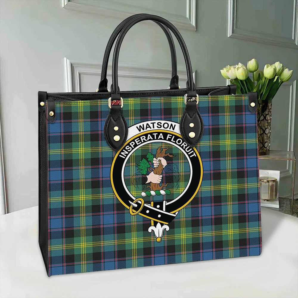 Watson Ancient Tartan Crest Leather Bag