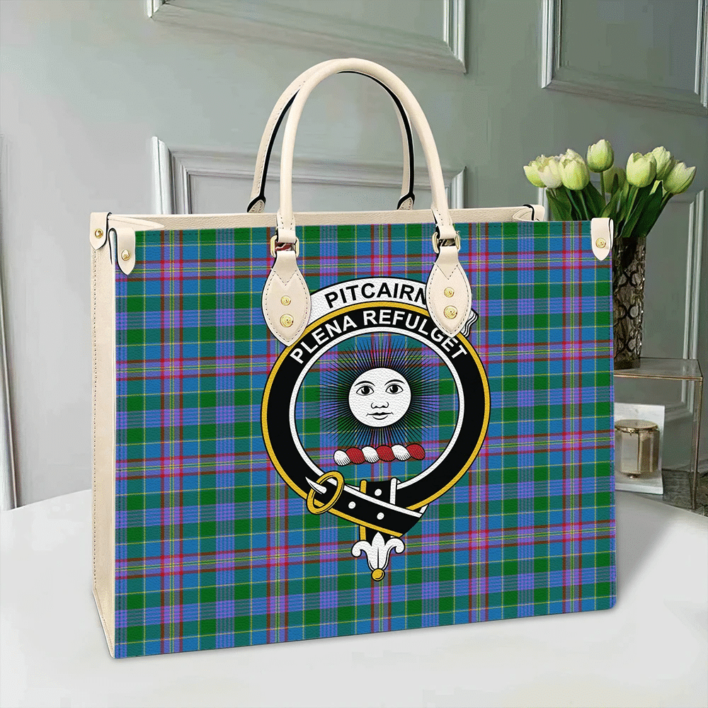 Pitcairn Hunting Tartan Crest Leather Bag