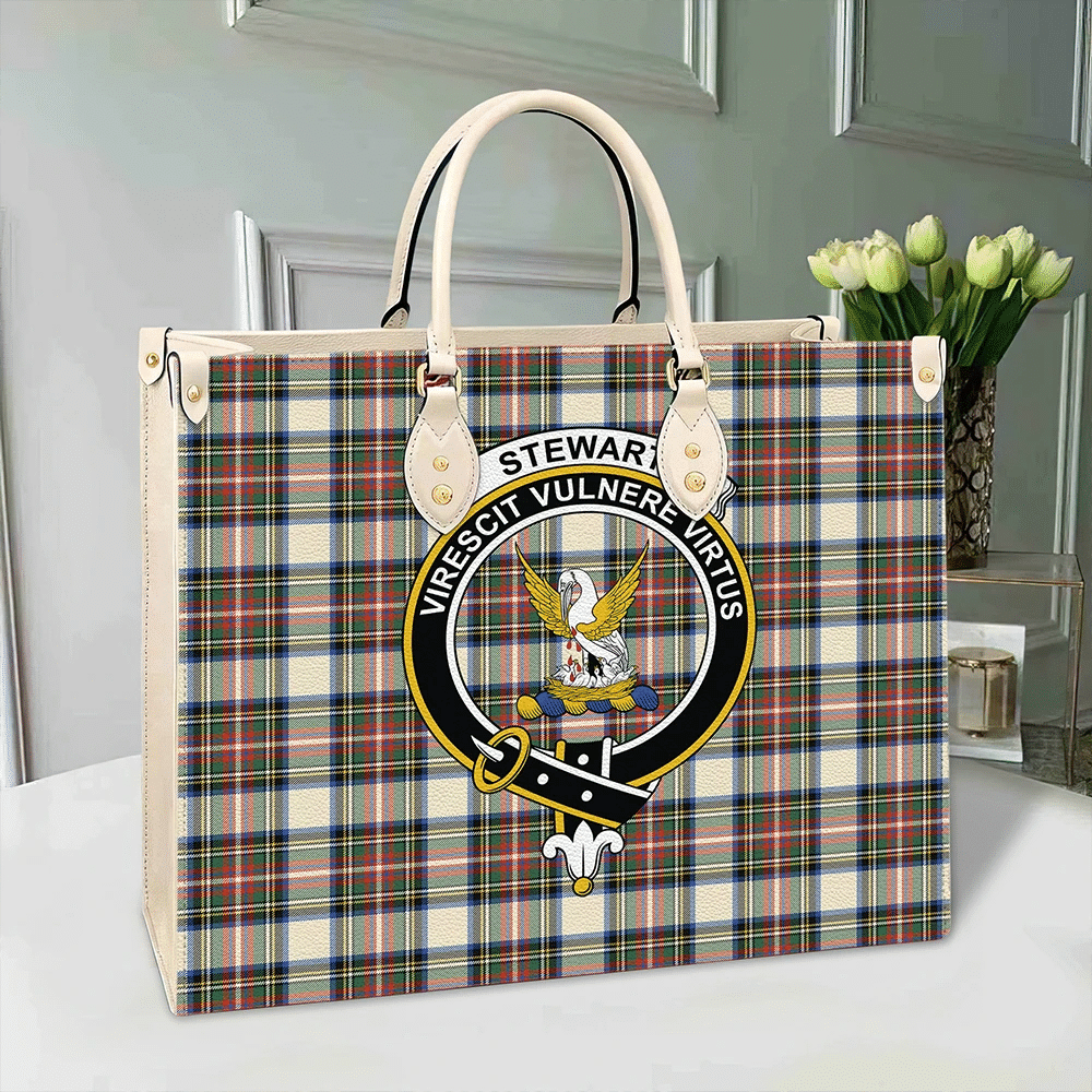 Stewart Dress Ancient Tartan Crest Leather Bag