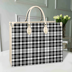 Scott Black & White Modern Tartan Leather Bag