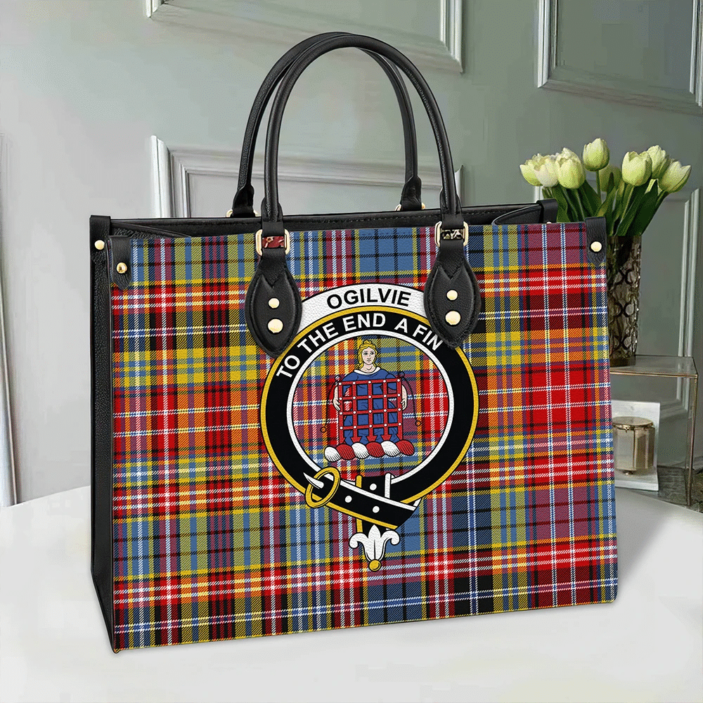 Ogilvie Tartan Crest Leather Bag