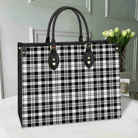 Scott Black & White Modern Tartan Leather Bag