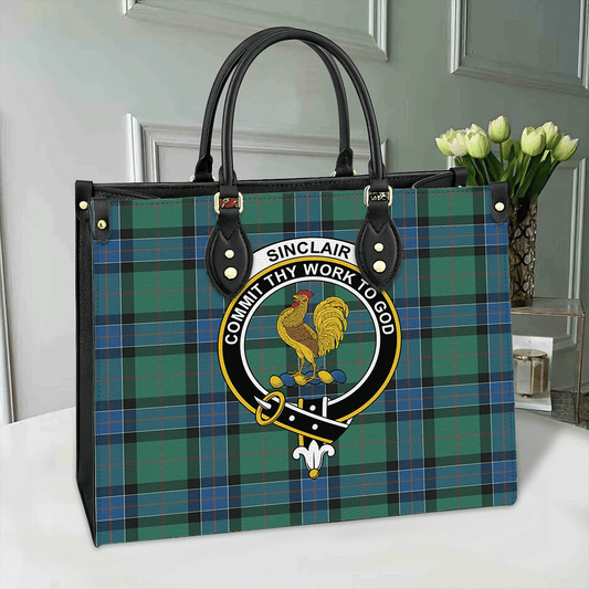 Sinclair Hunting Ancient Tartan Crest Leather Bag