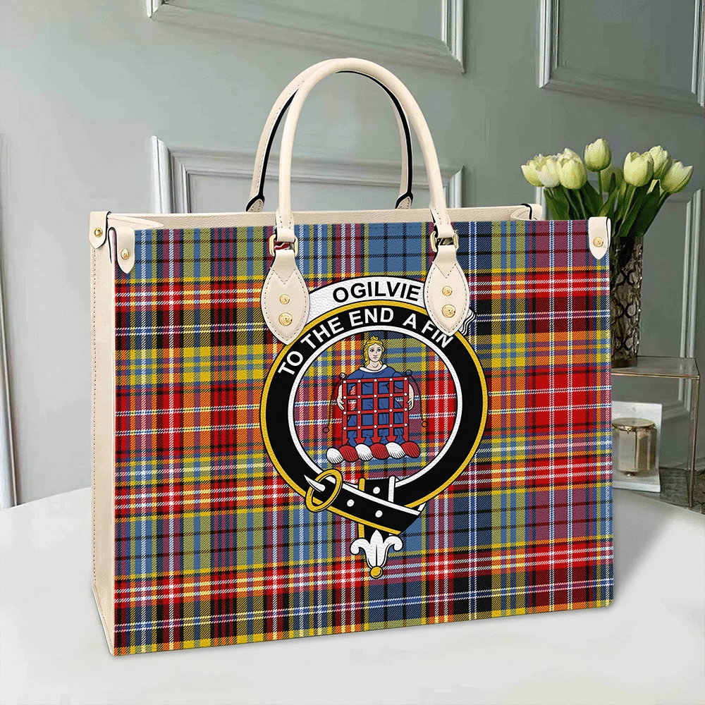 Ogilvie Tartan Crest Leather Bag