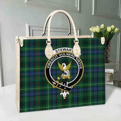 Stewart Hunting Modern Tartan Crest Leather Bag