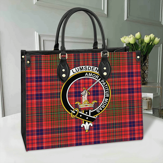 Lumsden Modern Tartan Crest Leather Bag