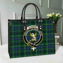 Stewart Hunting Modern Tartan Crest Leather Bag