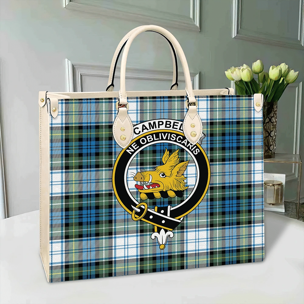 Campbell Dress Tartan Crest Leather Bag