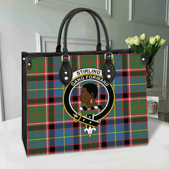 Stirling & Bannockburn District Tartan Crest Leather Bag