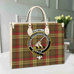 MacMillan Old Weathered Tartan Crest Leather Bag