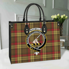 MacMillan Old Weathered Tartan Crest Leather Bag