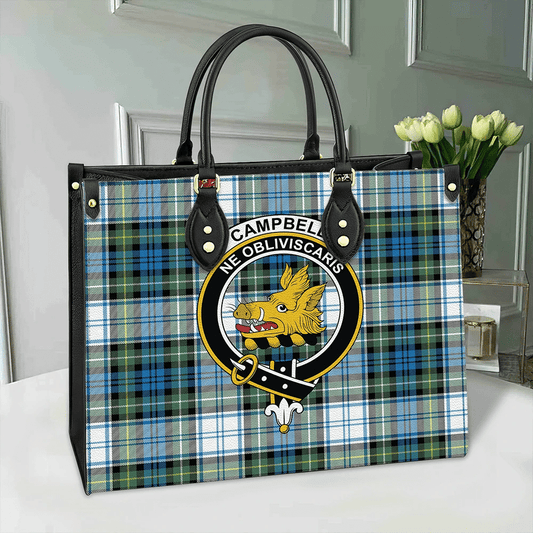 Campbell Dress Tartan Crest Leather Bag