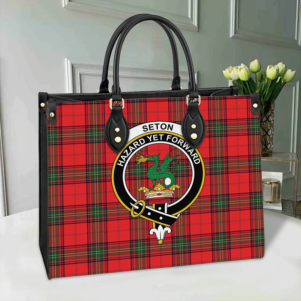 Seton Modern Tartan Crest Leather Bag