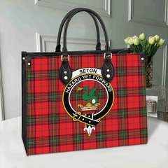 Seton Modern Tartan Crest Leather Bag