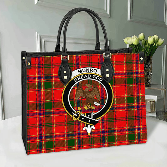 Munro Modern Tartan Crest Leather Bag