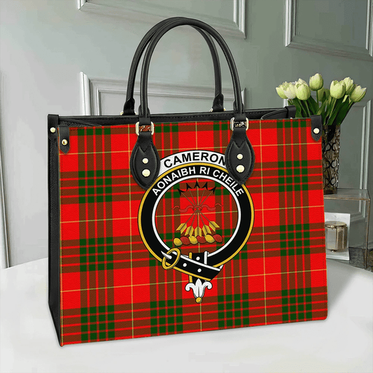 Cameron Modern Tartan Crest Leather Bag